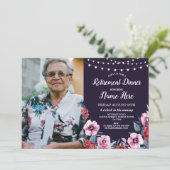 リタイアメントパーティーフラワーズネービーピンクフローラ写真 招待状 (スタンド正面)