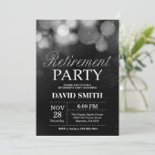 リタイアメントパーティーブラック&シルバーグリッター 招待状 (スタンド正面)