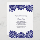 リタイアメントパーティーブルーモダン&フローラ招待状 招待状 (正面/裏面)