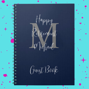 リタイアメントパーティーモノグラムブルーグレーホワイトゲスト ノートブック