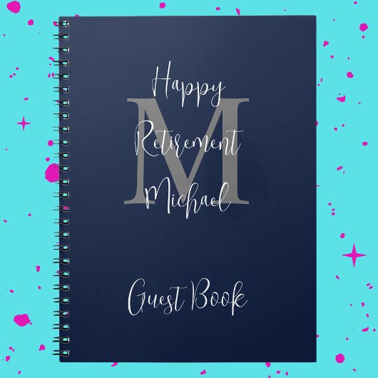 リタイアメントパーティーモノグラムブルーグレーホワイトゲスト ノートブック