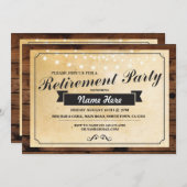 リタイアメントパーティーヴィンテージ退職した紙ウッド招待状 招待状 (正面/裏面)