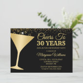 リタイアメントパーティー応援シャンパングラス金ゴールドブラック 招待状 (スタンド正面)