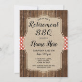 リタイアメントパーティー招待状ギンガムBBQバーラップレッド 招待状 (正面)