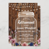 リタイアメントパーティー素朴ジャーウッドフローラ招待状 招待状 (正面/裏面)