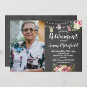 リタイアメントパーティー素朴Jarsチョークフローラ写真 招待状 (正面/裏面)