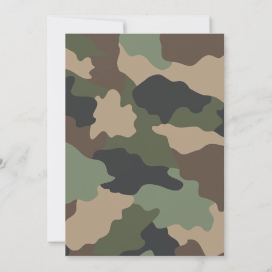 リタイアメントパーティー軍隊ウッドランドカモフラージュ 招待状 (裏面)