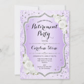 リタイアメントパーティー – パープルシルバーホワイトローズ 招待状 (正面)