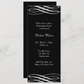 リタイアメントパーティ ブラック リボン付き 招待状 (正面/裏面)