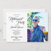 リタイアメントフォトビーチモダンスタイリッシュタイポグラフィ 招待状 (正面)