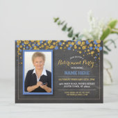 リタイアメントフォトブルーチョークパーティの招待状 招待状 (スタンド正面)