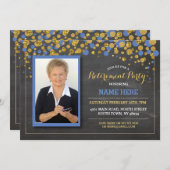 リタイアメントフォトブルーチョークパーティの招待状 招待状 (正面/裏面)