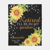 リタイアメントフローラひまわり引用文ブラック フリースブランケット (正面)