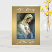 リタイアメントヴァージンメアリーウィズピンクローズ カード (黄色い花)