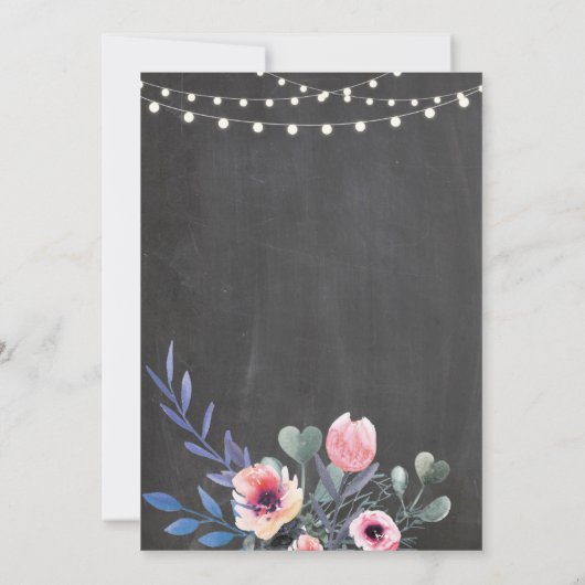 リタイアメント誕生日ピンクフラワーズチョーク招待状 招待状 (裏面)