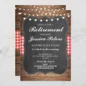 リタイアメント誕生日レッドギンガムチョーク招待状 招待状 (正面/裏面)