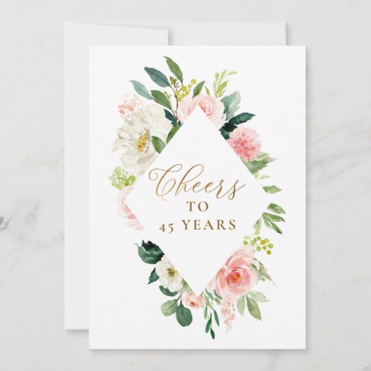 リタイアメント·パーティー·エレガント水色フローラ·デコーダ 招待状 (裏面)