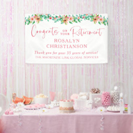 リタイアメント フローラル トロピカル スクリプト コングラッツ 横断幕