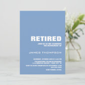リタイアモダンパーティーシンプルダスティブルーホワイト 招待状 (スタンド正面)