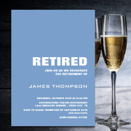 リタイアモダンパーティーシンプルダスティブルーホワイト 招待状
