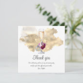 リタイアモダンメントパーティーシャンパングリッターフローラ サンキューカード (スタンド正面)