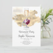 リタイアモダンメントパーティーシャンパングリッターフローラ 招待状 (スタンド正面)