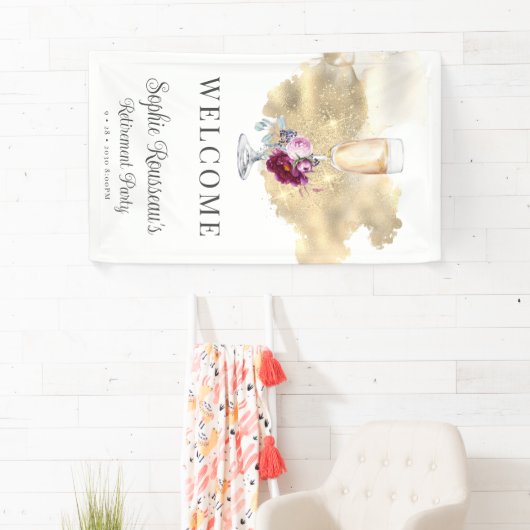 リタイアモダンメントパーティーシャンパングリッター歓迎 横断幕 (インサイチュ)