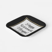 リタイアモダンメントパーティーブラック、ホワイト、金ゴールドスクエア ペーパープレート (傾斜あり)