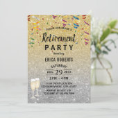 リタイアモダン金ゴールド&シルバーグリッター 招待状 (スタンド正面)