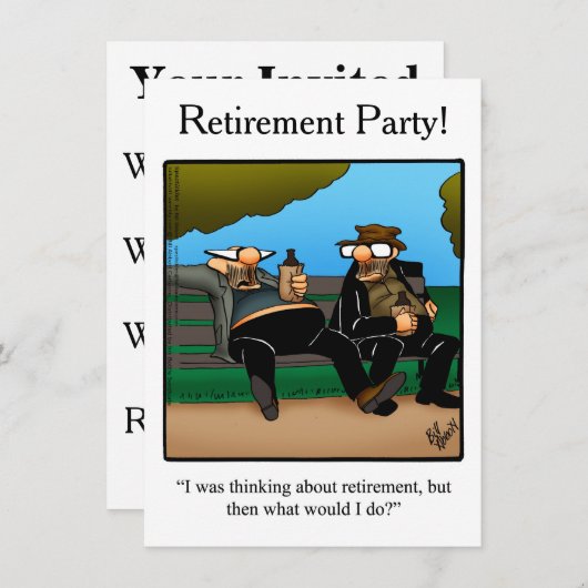 リタイアユーモアパーティの招待状 招待状 (正面/裏面)