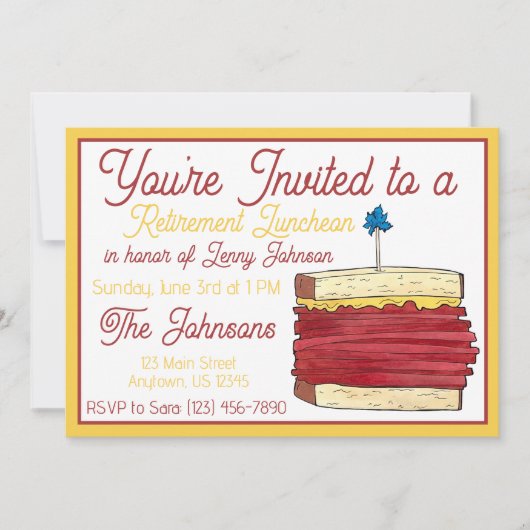 リタイアランチョンランチパストラミサンドイッチデリ 招待状 (正面)