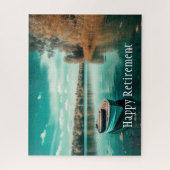 リタイアリラックスンズレイクボート穏やかな水 ジグソーパズル (縦)