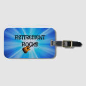 リタイアロックスギターオンブルー日が差すことデザイン ラゲッジタグ (正面横)