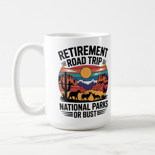 リタイアロードトリップナショナルパークスウェスタンスタイル コーヒーマグカップ (左)