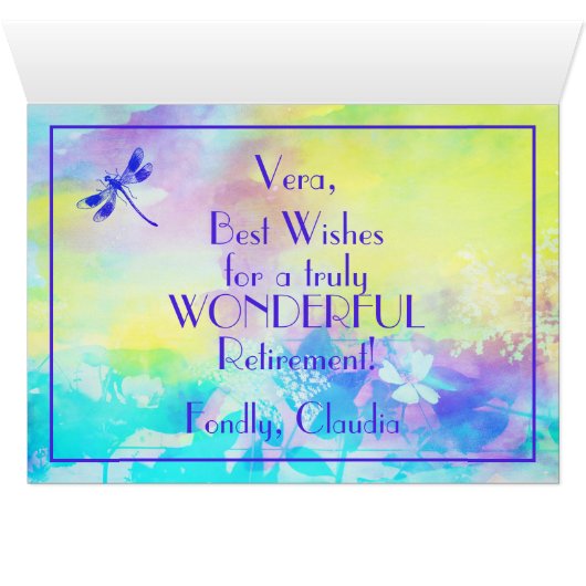 リタイア楽しむメント踊りドッグウォーターカラーカード (内部横(下))