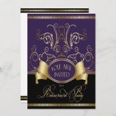 リタイエレガントアメントパーティの招待状紫金ゴールドBl 招待状 (正面/裏面)