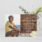 リタイ素朴アメントパーティーウッドレースバラ写真 招待状 (スタンド正面)