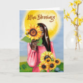 リタサマー至サンフローレディーグリーティング カード (黄色い花)