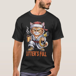 リターがいっぱいの不機嫌な猫サンタ 楽しいホリデーハッスル Tシャツ