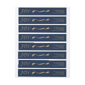 リターンのまわりのクリスマスの喜びの青い金ゴールドのエレガントな覆い ラップアラウンドラベル (シート)