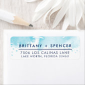 リターンアドレス おしゃれな水彩青 ラベル (インサイチュ)