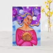 リタ・ロイドによる癒しのハート カード (黄色い花)