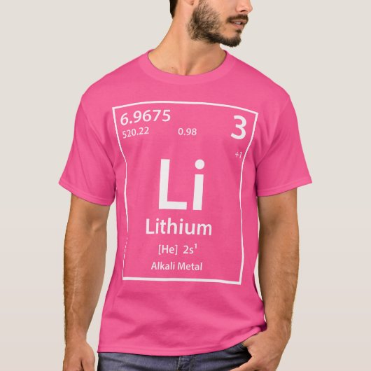 リチウム元素周期表 Tシャツ (正面)