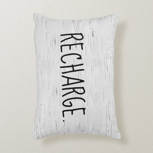 リチャージ文字オン樺の木ツリーアクセント枕 アクセントクッション (正面(垂直))