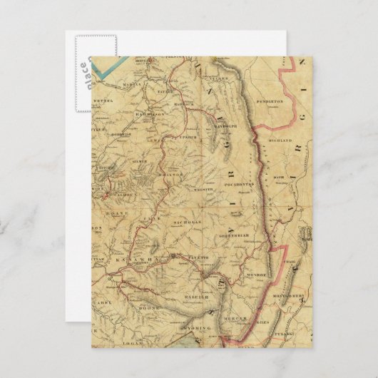 リチャードソンのウェストバージニア州地図 ポストカード (正面/裏面)