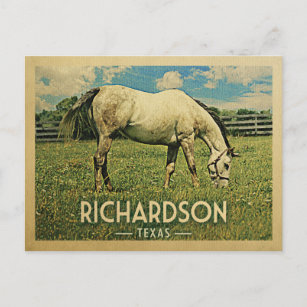 リチャードソンテキサス州ホースファーム – ヴィンテージトラベル ポストカード