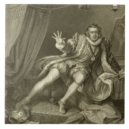 リチャード三世の行為V ScenとしてデイヴィッドGarrick (1717-79年) タイル (正面)