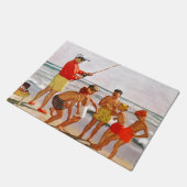 リチャード・サーゲント作のビッグポール・リトルフィッシュ ドアマット (アングル)