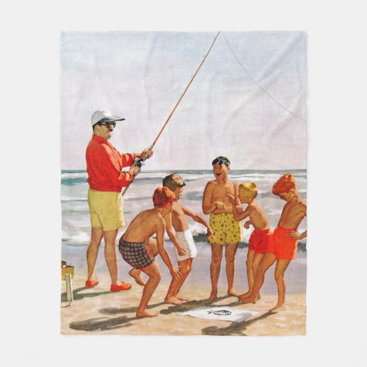 リチャード・サーゲント作のビッグポール・リトルフィッシュ フリースブランケット (正面)