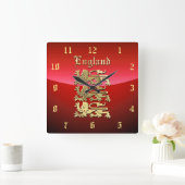 リチャード・ザ・ライオハート王室の・アームズ・オブ・イングランド スクエア壁時計 (ホーム)